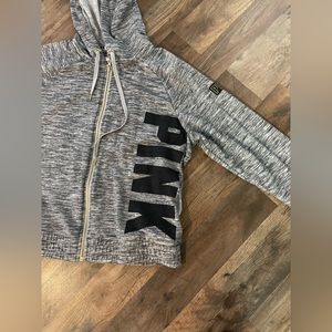 PINK large zipper up hoodie sweat shirt